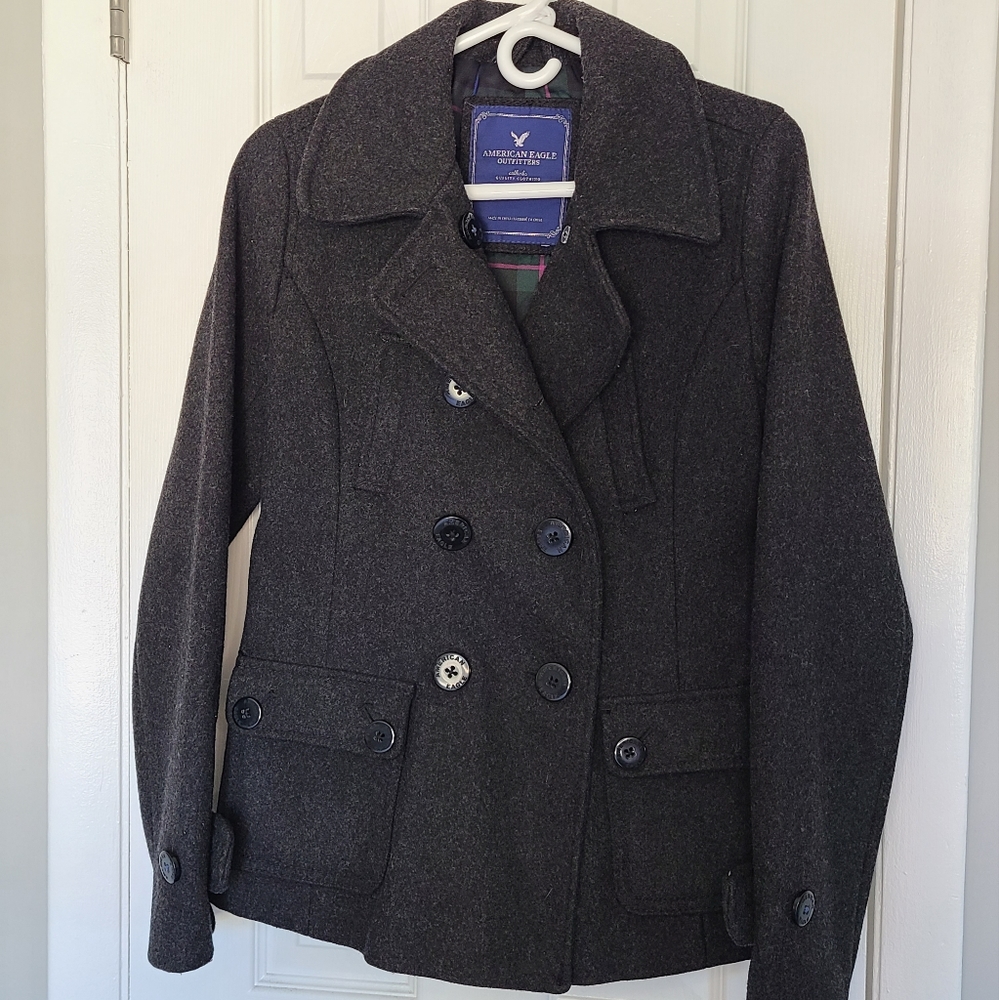 American Eagle grey wool peacoat sz. M
